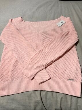 NWT Abercrombie Soft Knit Off-Shoulder Sweater - Pink